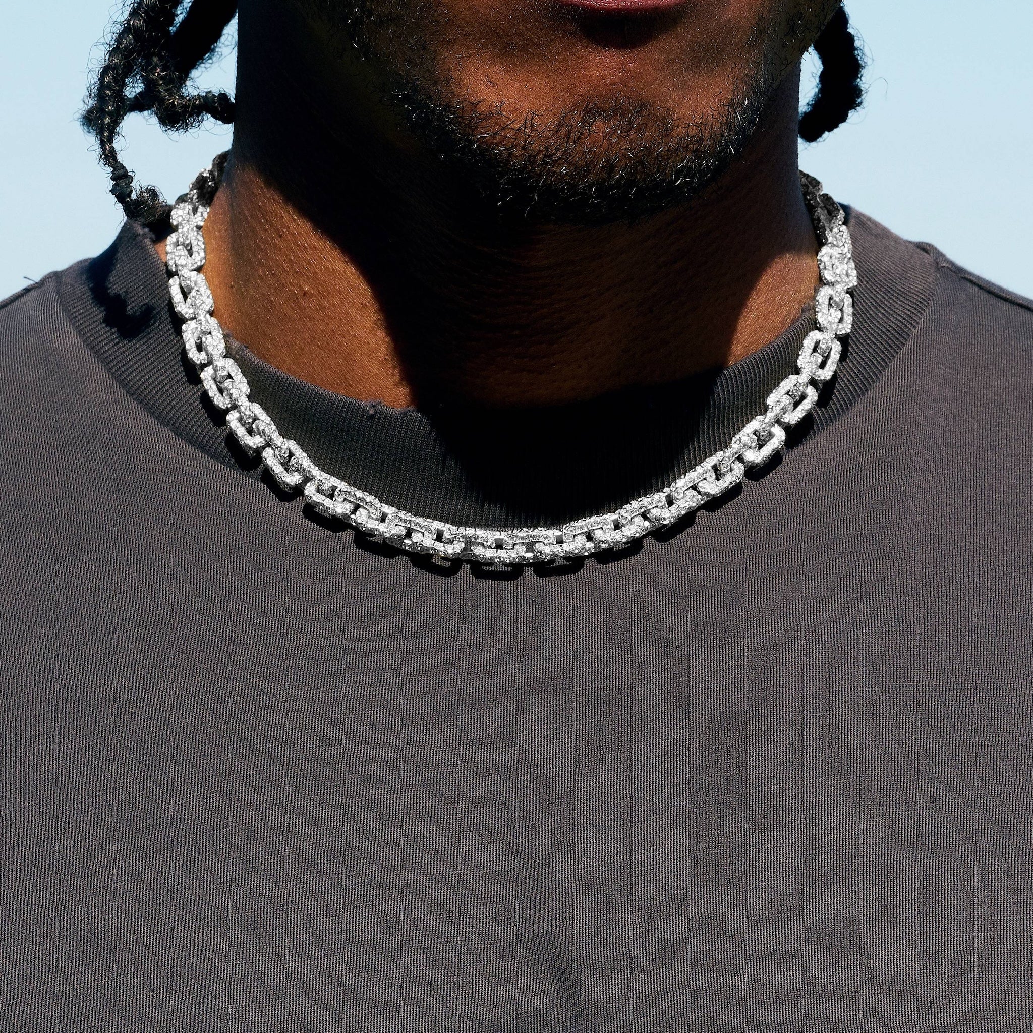 GLD X Bloody Osiris Moissanite Voronoi Link Chain in White Gold