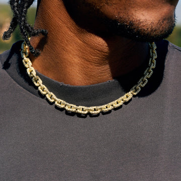 GLD X Bloody Osiris Iced Canary Voronoi Link Chain in Yellow Gold