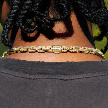 GLD X Bloody Osiris Iced Canary Voronoi Link Chain in Yellow Gold