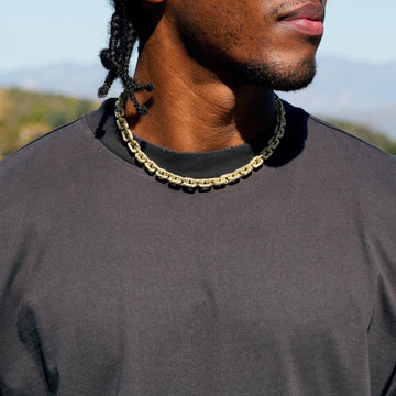 GLD X Bloody Osiris Iced Canary Voronoi Link Chain in Yellow Gold Vermeil