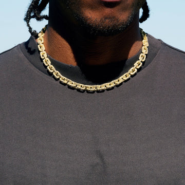 GLD X Bloody Osiris Iced Canary Voronoi Link Chain in Yellow Gold Vermeil