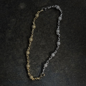 GLD X Bloody Osiris Dual Finish Ball Chain in White and Yellow Gold