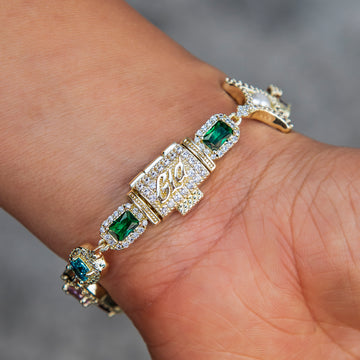 Colored Gemstone Pearl Bracelet in Yellow Gold