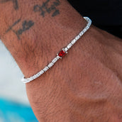 2MM Dark Garnet Iced Rock Diamond Tennis Bracelet in White Gold