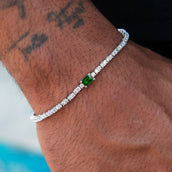 2MM Emerald Iced Rock Diamond Tennis Bracelet in White Gold