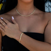 Open Box Necklace + Bracelet in Yellow Gold - 3.6mm