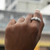 Mixed Diamond Pave Ring in White Gold Vermeil