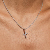 Solid White Gold Micro Diamond Cross Pendant-VS Diamonds