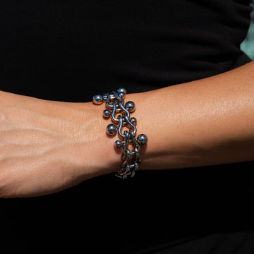 Circular Chain Bracelet in White Gold