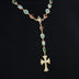 Collar de cadena de rosario de perlas y piedras preciosas de colores en oro amarillo