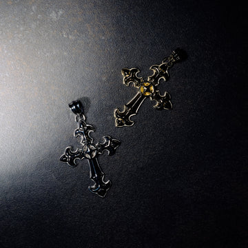 GLD X Bloody Osiris Large Cross Pendant in White Gold Vermeil