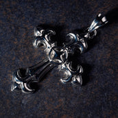 GLD X Bloody Osiris Large Cross Pendant in White Gold Vermeil