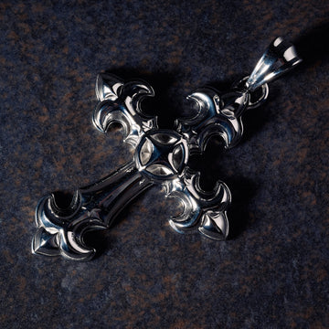 GLD X Bloody Osiris Large Cross Pendant in White Gold Vermeil