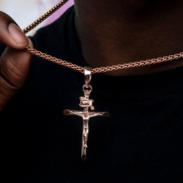 Large Crucifix Pendant in Rose Gold
