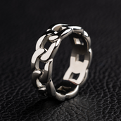 Anillo cubano de oro blanco - 7mm