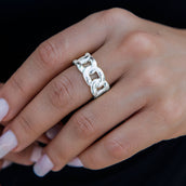 Cuban Band Ring in White Gold - 9mm