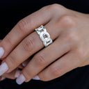 Anillo de banda cubana en oro blanco - 9 mm