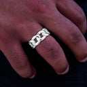 Anillo de banda cubana en oro blanco - 9 mm