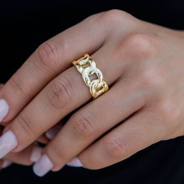 Cuban Band Ring in Yellow Gold - 9mm