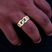 Anillo de banda cubano en oro amarillo - 9 mm