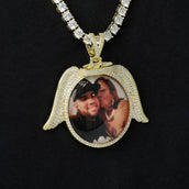 3D Photo Pendant - Iced Angel Wings