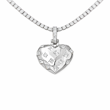 Diamond GLD Star Heart Pendant in White Gold