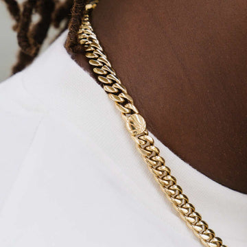 Cadena cubana Miami de 8 mm Golden State Warriors - Oro