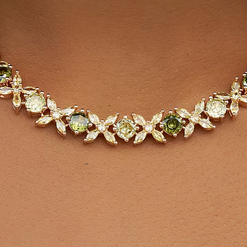 Diamond Multi Color Round Stone Chain in Rose Gold - 8MM