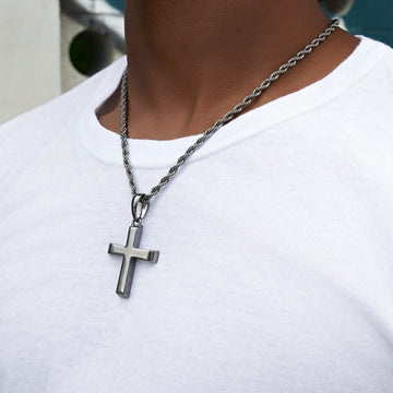 Simple Cross Pendant in Black