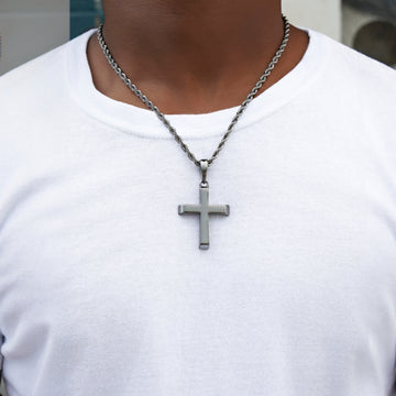 Simple Cross Pendant in Black
