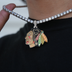Colgante con el logotipo oficial de los Chicago Blackhawks de la NHL en oro blanco