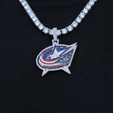 Colgante con el logotipo oficial de la NHL de los Columbus Blue Jackets en oro blanco