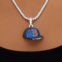 Boston Red Sox Official MLB Baseball Cap Pendant in White Gold