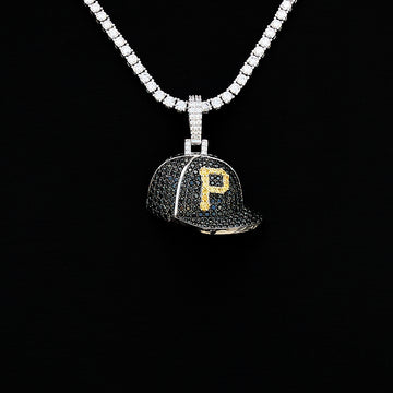 Pittsburgh Pirates Official MLB Baseball Cap Pendant in White Gold