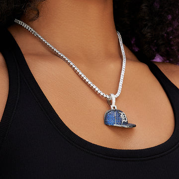 Detroit Tigers Official MLB Baseball Cap Pendant in White Gold