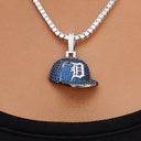 Detroit Tigers Official MLB Baseball Cap Pendant in White Gold