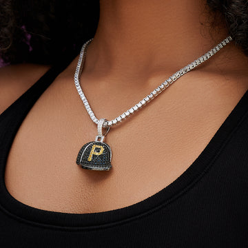 Pittsburgh Pirates Official MLB Baseball Cap Pendant in White Gold