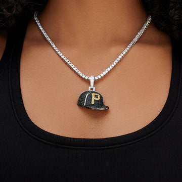 Pittsburgh Pirates Official MLB Baseball Cap Pendant in White Gold