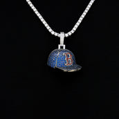 Boston Red Sox Official MLB Baseball Cap Pendant in White Gold