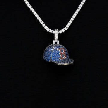 Boston Red Sox Official MLB Baseball Cap Pendant in White Gold