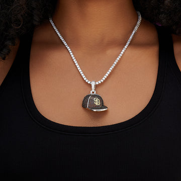 San Diego Padres Official MLB Baseball Cap Pendant in White Gold