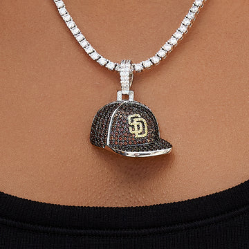 San Diego Padres Official MLB Baseball Cap Pendant in White Gold
