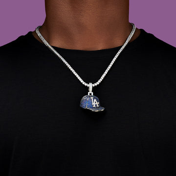 Los Angeles Dodgers Official MLB Baseball Cap Pendant in White Gold