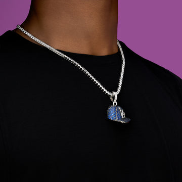 Los Angeles Dodgers Official MLB Baseball Cap Pendant in White Gold