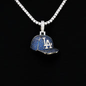 Los Angeles Dodgers Official MLB Baseball Cap Pendant in White Gold