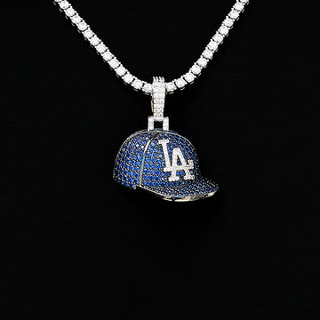 Los Angeles Dodgers Official MLB Baseball Cap Pendant in White Gold
