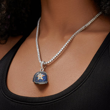 Houston Astros Official MLB Baseball Cap Pendant in White Gold
