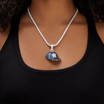 Houston Astros Official MLB Baseball Cap Pendant in White Gold