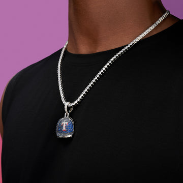Texas Rangers Official MLB Baseball Cap Pendant in White Gold