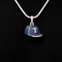 Texas Rangers Official MLB Baseball Cap Pendant in White Gold